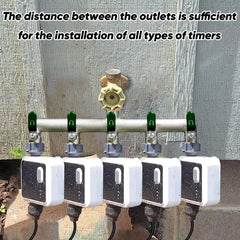Yayamz with irrigation timer attached showing generous outlet spacing