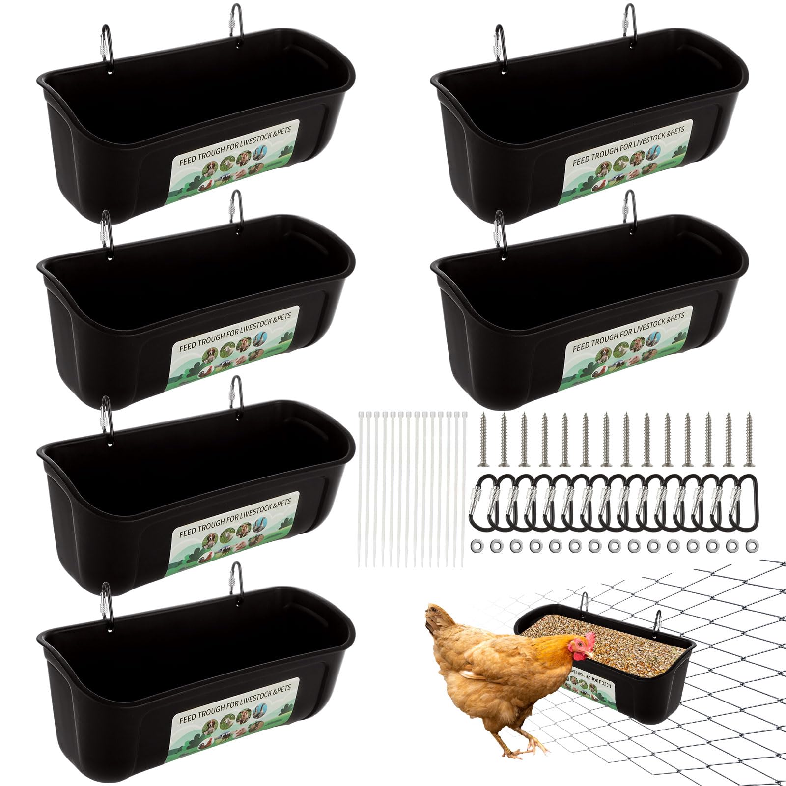 YAYODS front packaging showing six black hanging feeders and benefits of bulk value