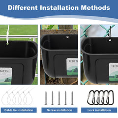 YAYODS feeder mounted on metal fence demonstrating tidy elevated feeding