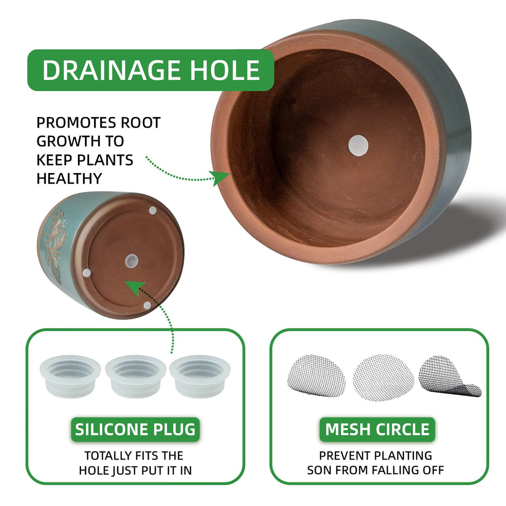 YBX YIBOXUAN drainage hole with silicone plug and mesh pad detail, allows adjustable moisture control