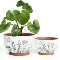 YBX YIBOXUAN front view of two terracotta pots, showing size and finish benefit