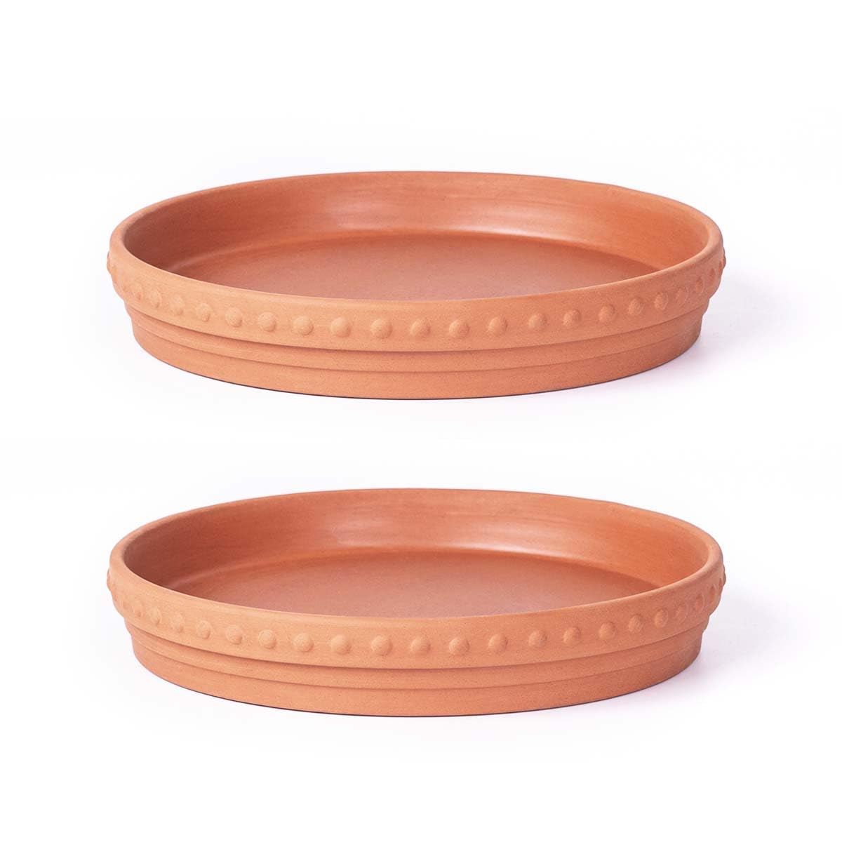 YBX YIBOXUAN front view of two 8-inch terracotta saucers protecting surfaces