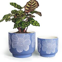 YBX YIBOXUAN front view of two pots showing floral design and elegant finish