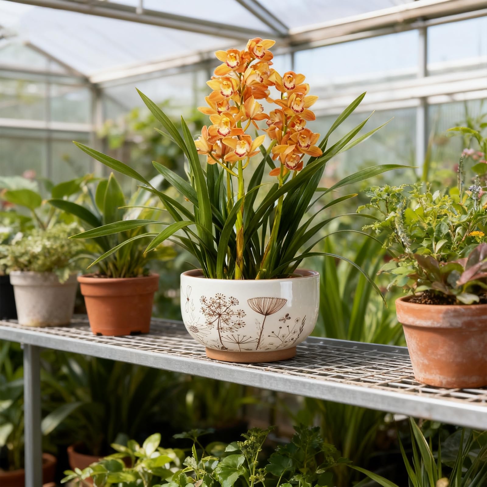 YBX YIBOXUAN large and small pots beside a nursery pot to illustrate true-to-scale sizing