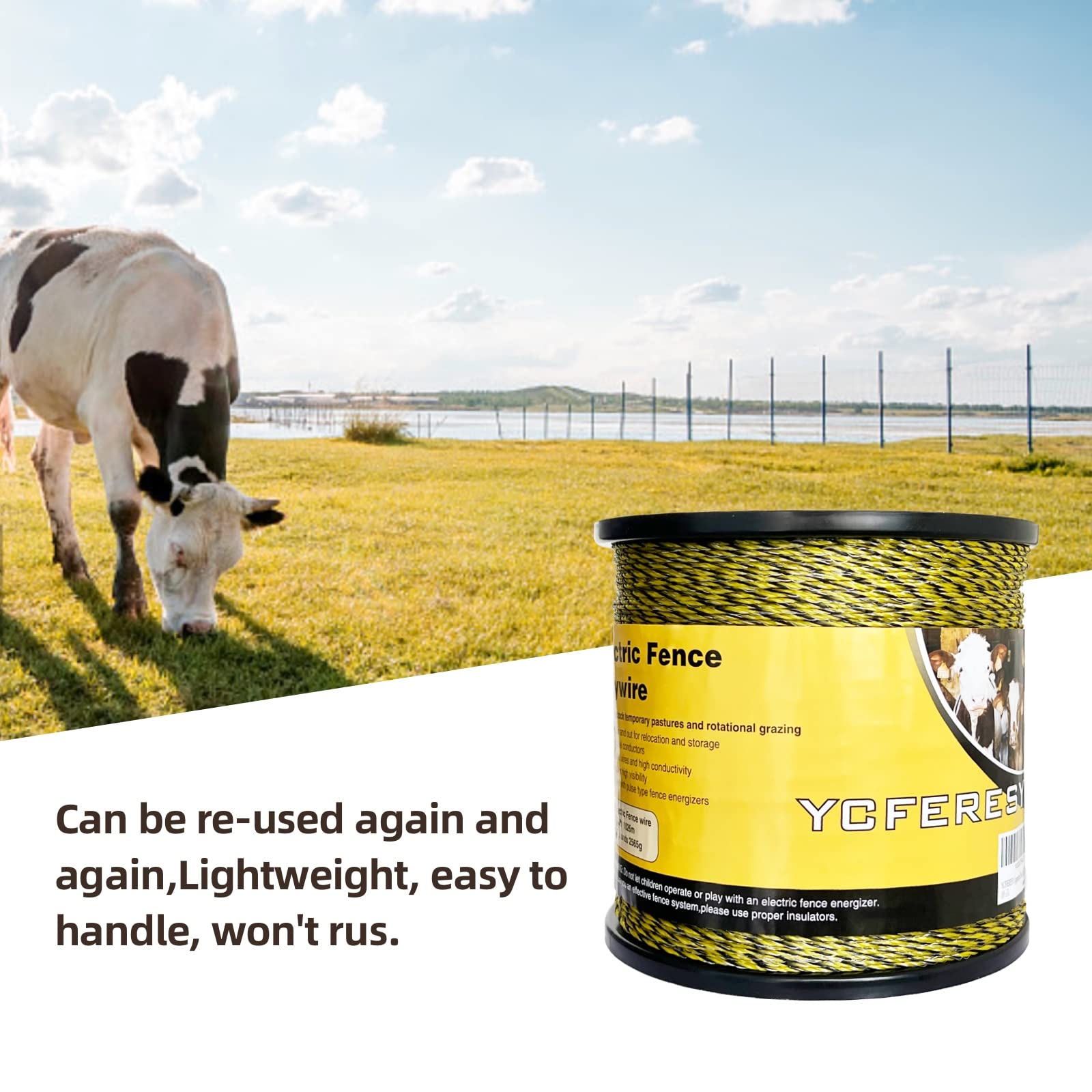 YCFERESY polywire installed in pasture demonstrating portable fencing convenience