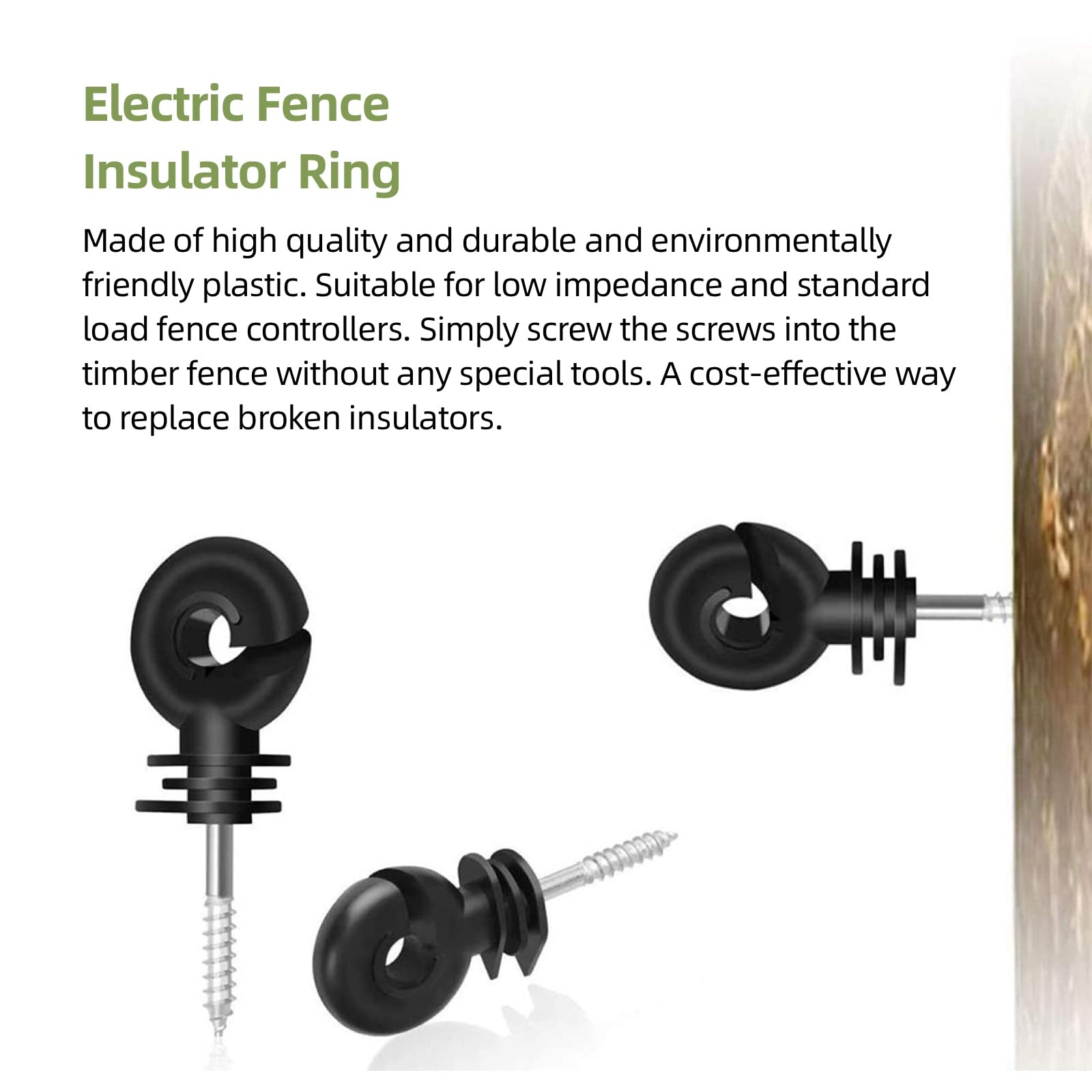 YCFERESY insulator supporting polywire two inches from wooden post benefits insulation