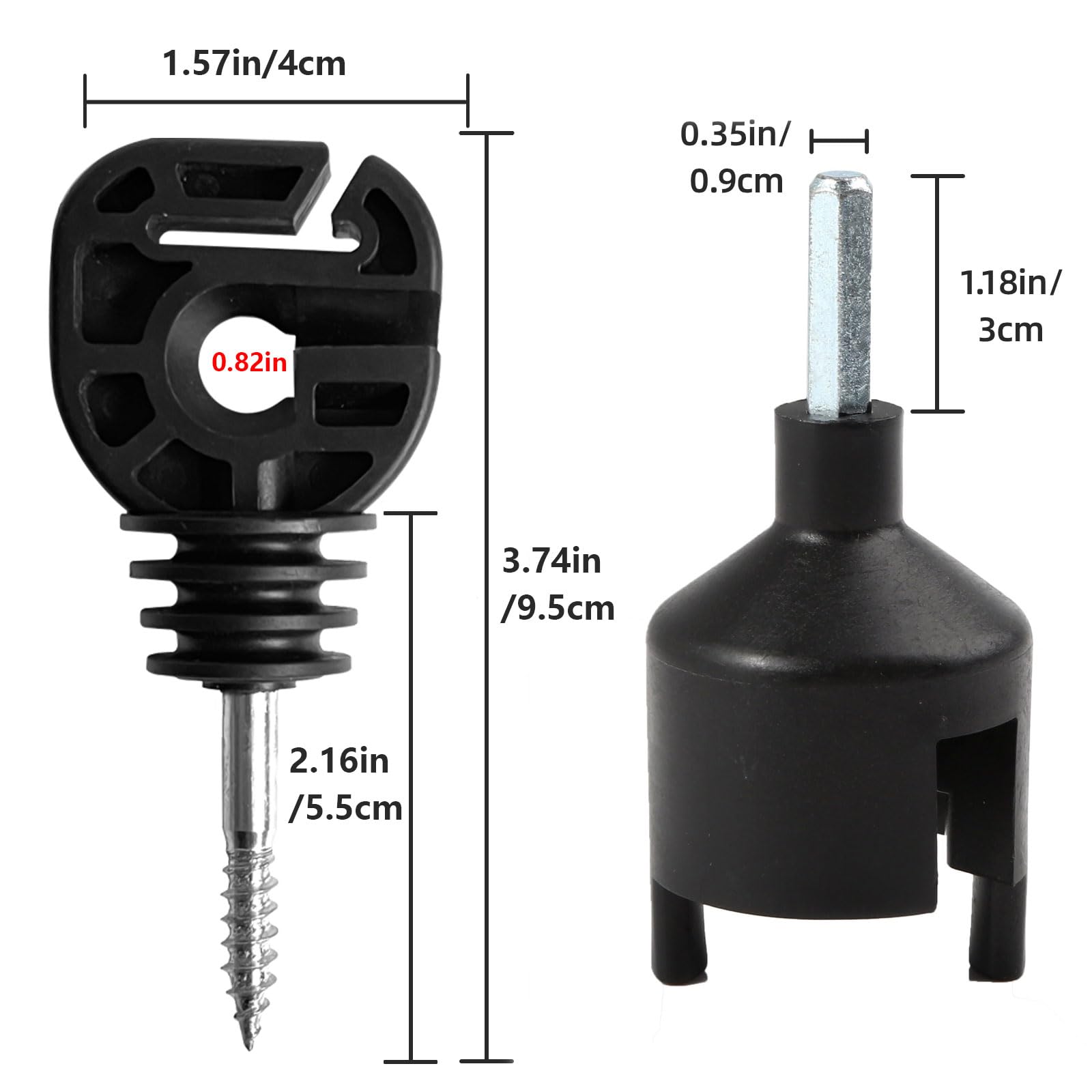 YCFERESY insulator screwed into wooden post providing stable spacing