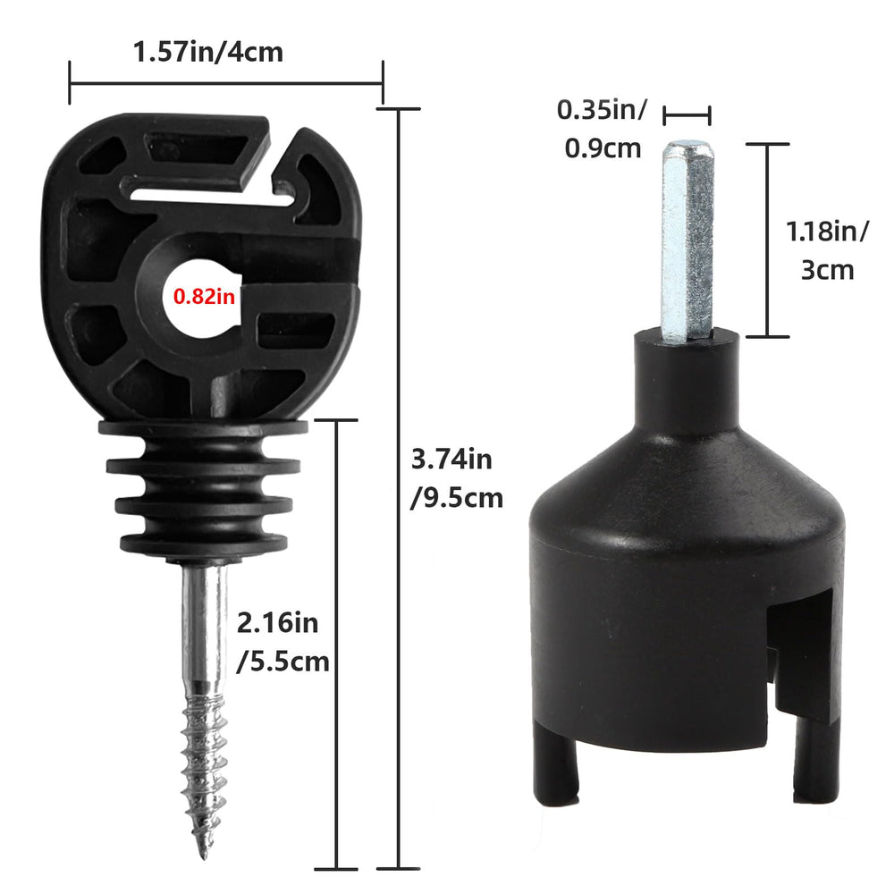 YCFERESY insulator screwed into wooden post providing stable spacing