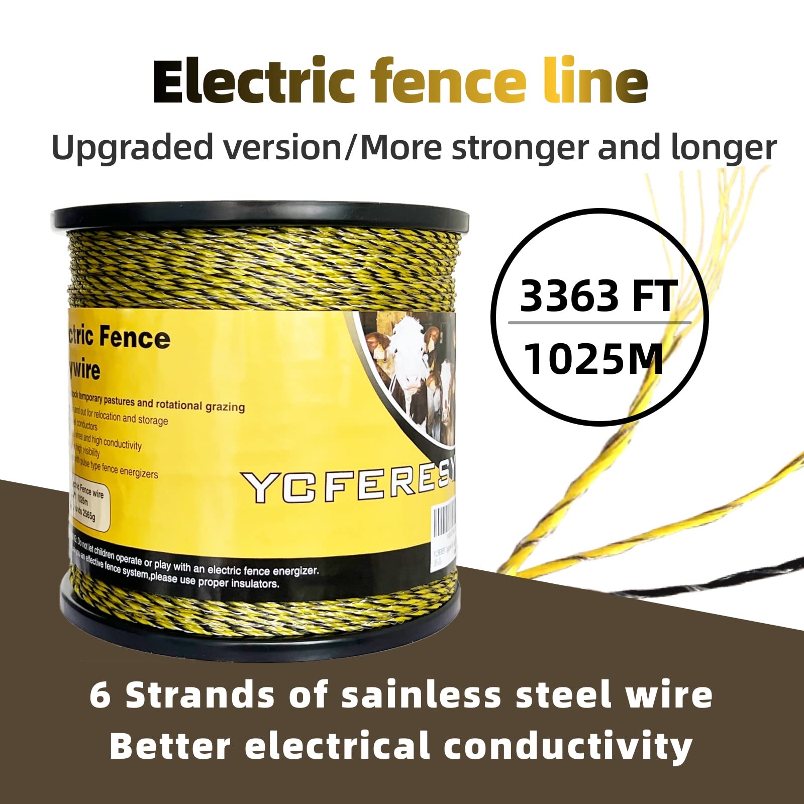 YCFERESY close-up of six stainless steel strands highlighting improved conductivity