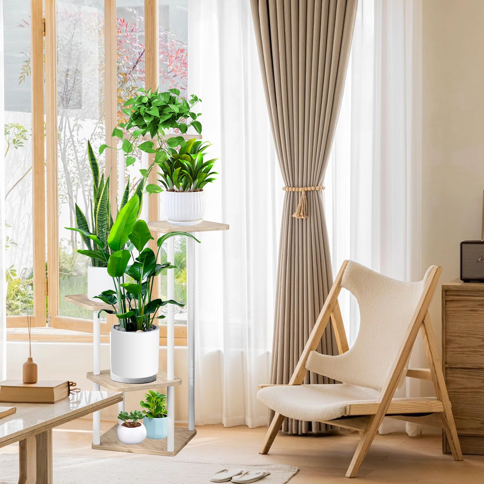 YOCOMEY styled in living room with plants adding vertical greenery and decor