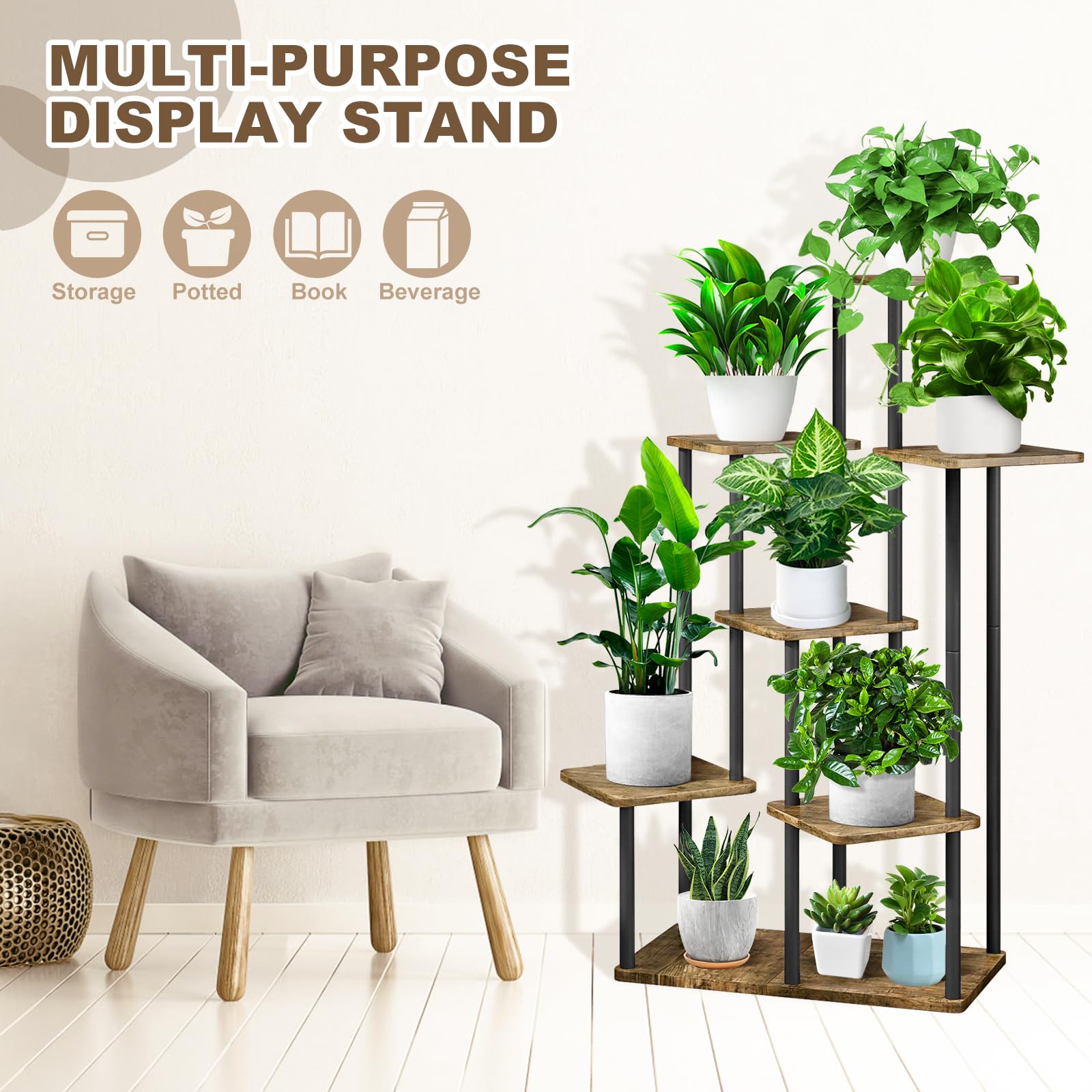 YOCOMEY plant stand in living room displaying multiple pots and décor appeal