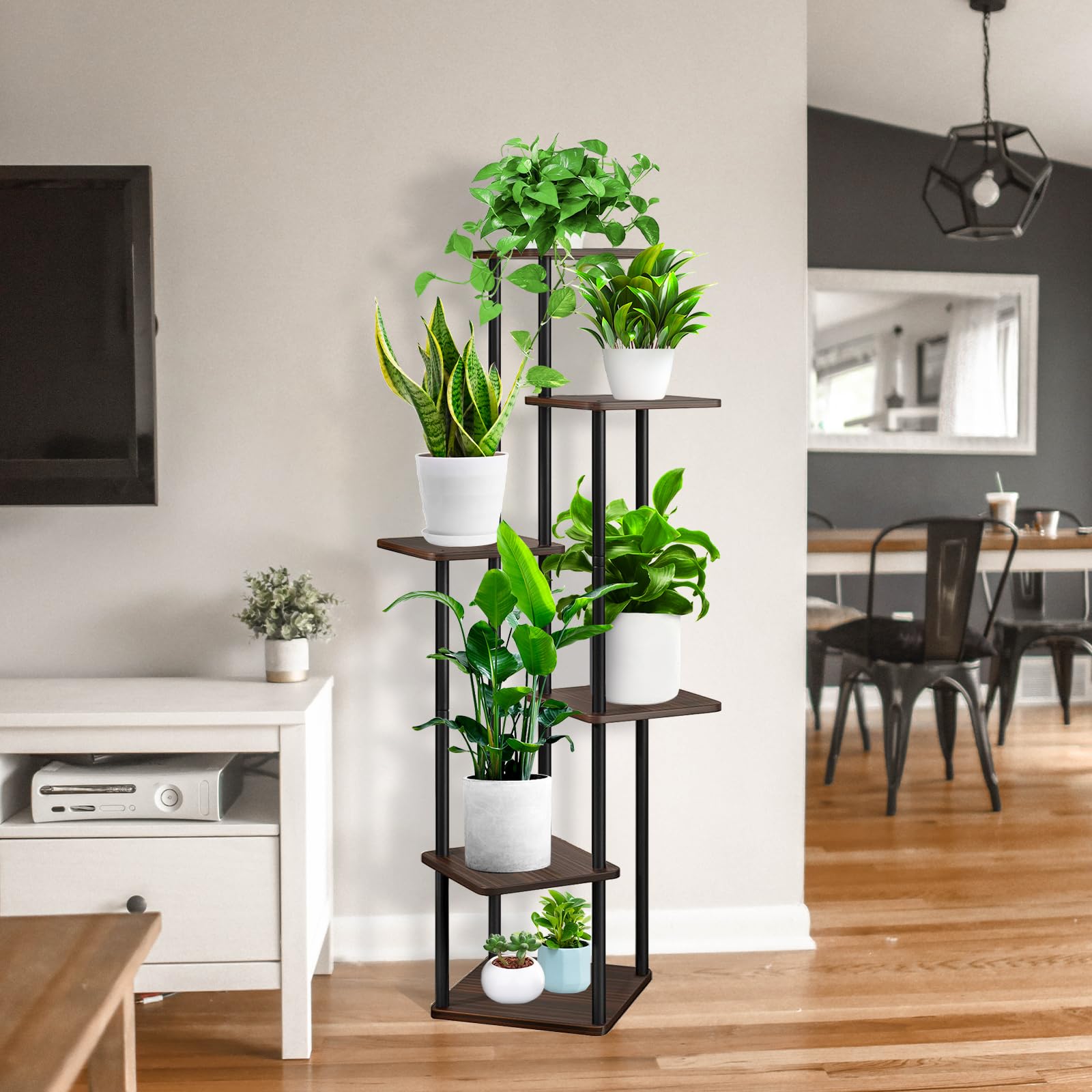 YOCOMEY styled shelf with books and plants showing multi-purpose display benefit
