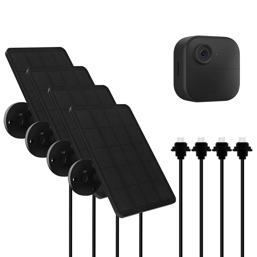 YCTechCam front view showing four packed solar panels and mounting hardware benefits continuous power