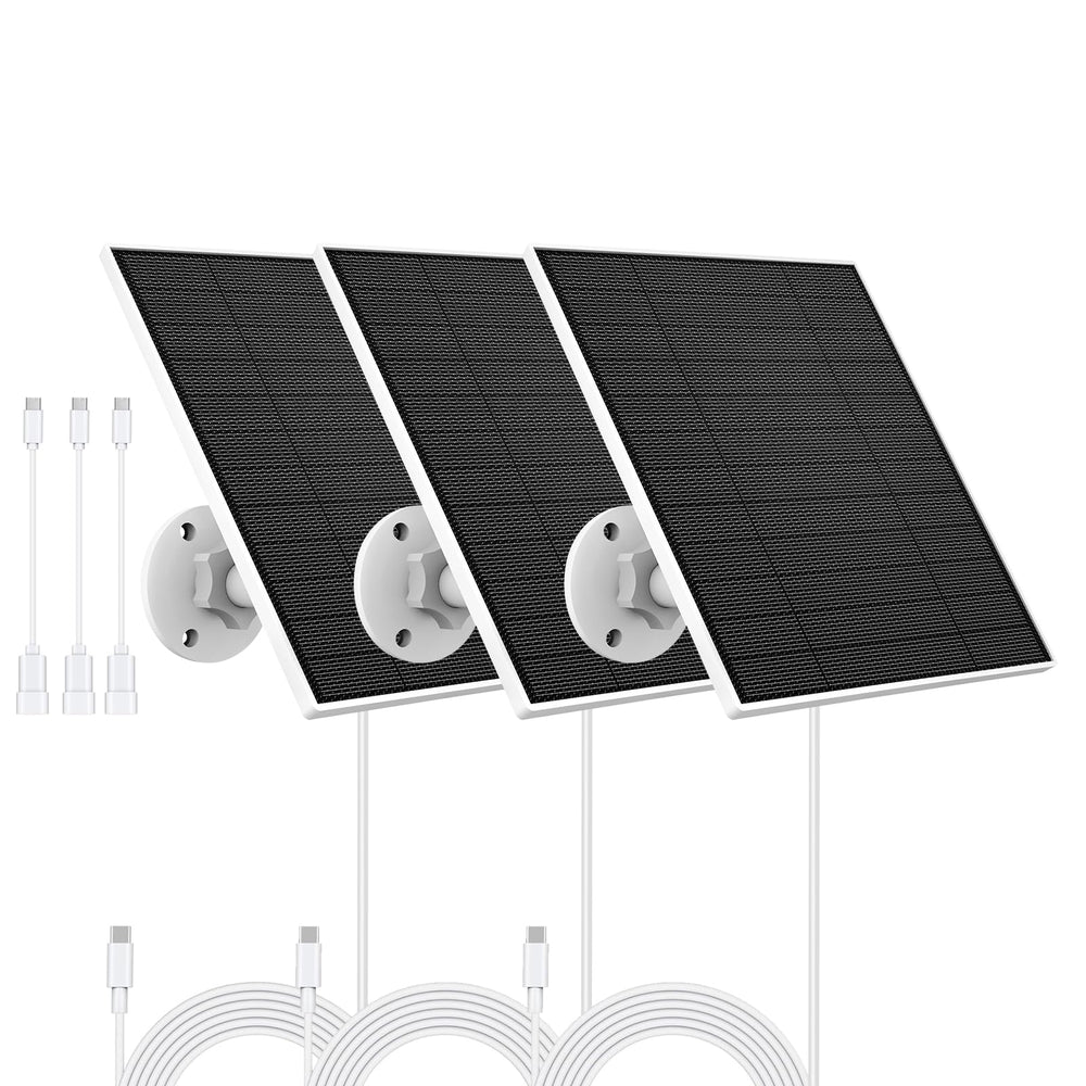 YCTechCam solar panel front view showing compact 5W design and branding, improves uptime
