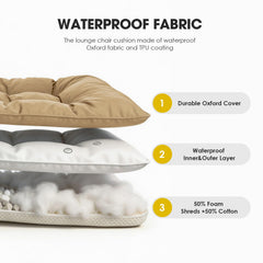 Yddsky cushion in use at poolside lounge illustrating outdoor durability