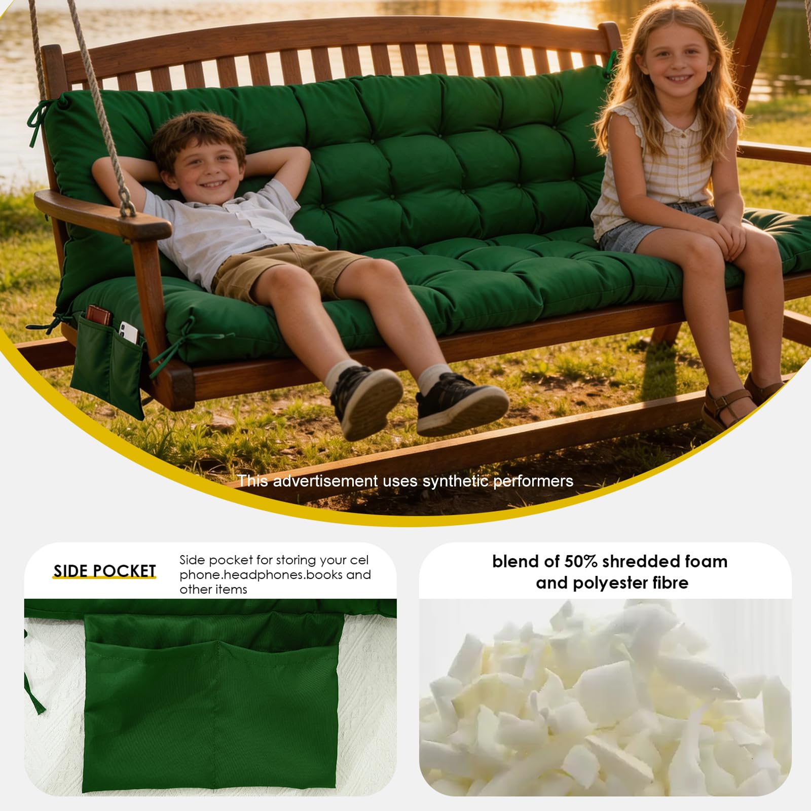 Yddsky backrest and seven straps detail showing secure anti-slip attachment advantage