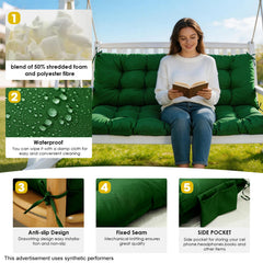 Yddsky cushion placed on wooden porch swing showing comfortable outdoor use