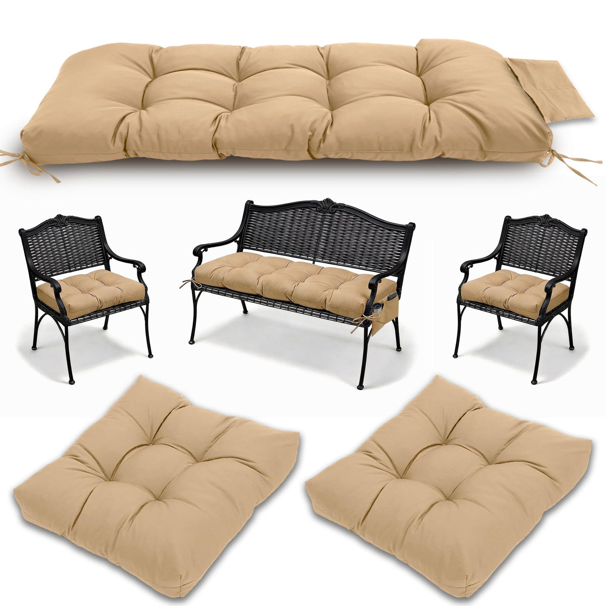 Yddsky cushion set front view showing neat khaki finish and coordinated pieces for easy styling