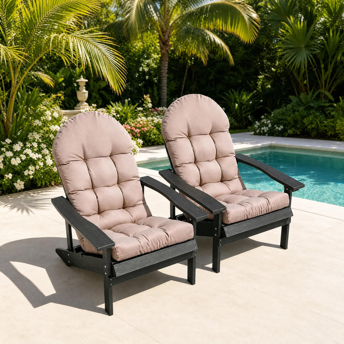 Yddsky front view of khaki two-piece Adirondack cushion showing fit and comfort