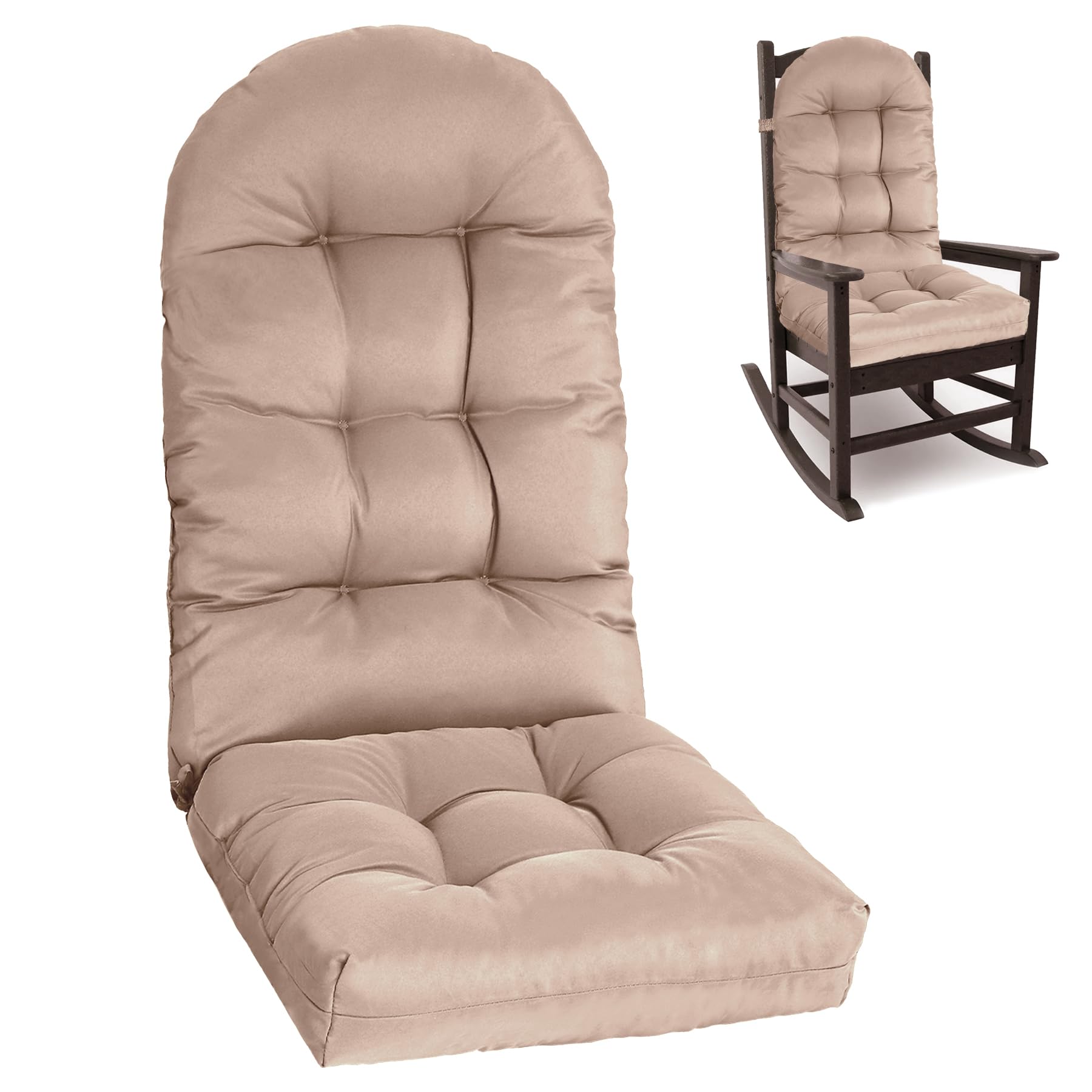 Yddsky front view khaki cushion showing full high-back comfort and weather resistance