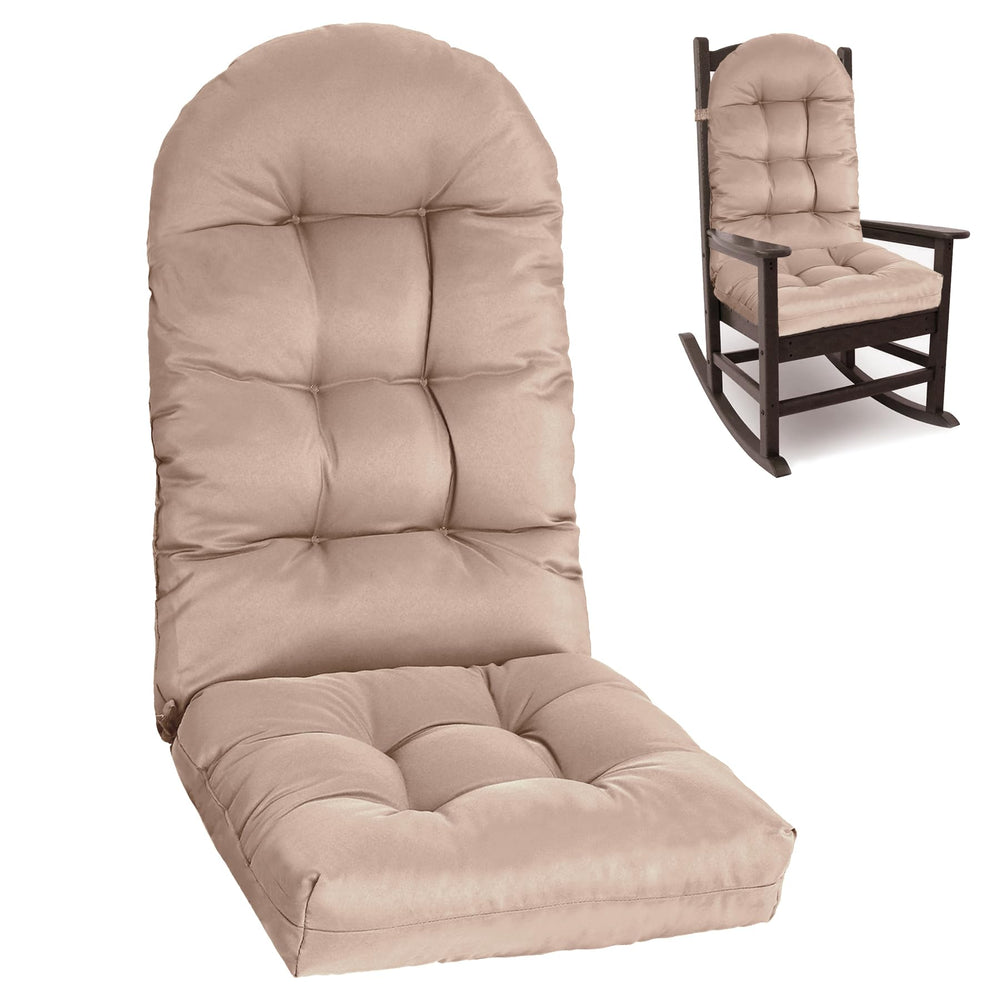 Yddsky front view khaki cushion showing full high-back comfort and weather resistance