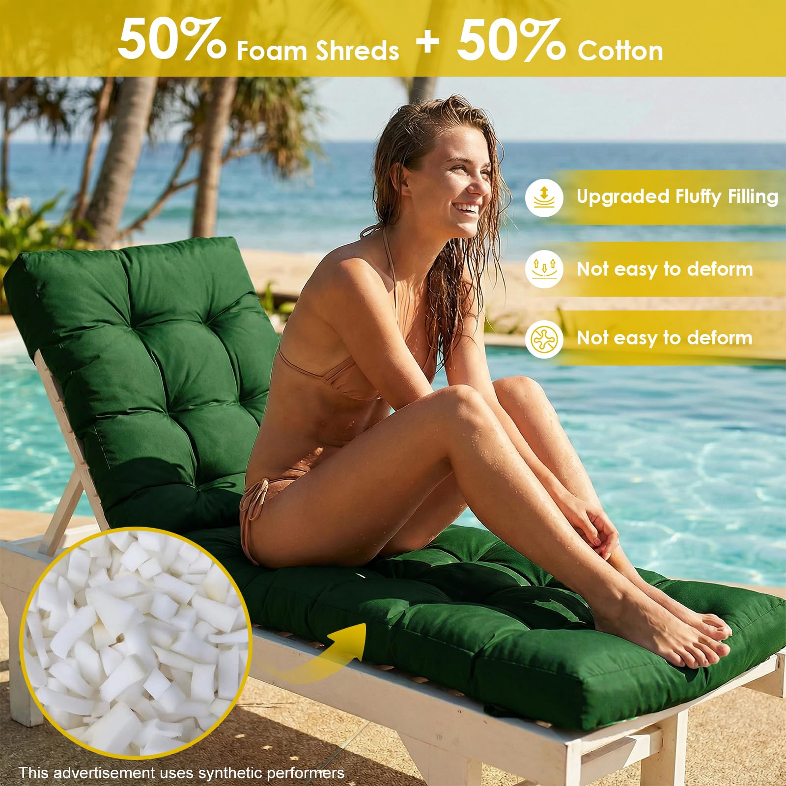 Yddsky cushion on poolside lounge showing outdoor comfort and style