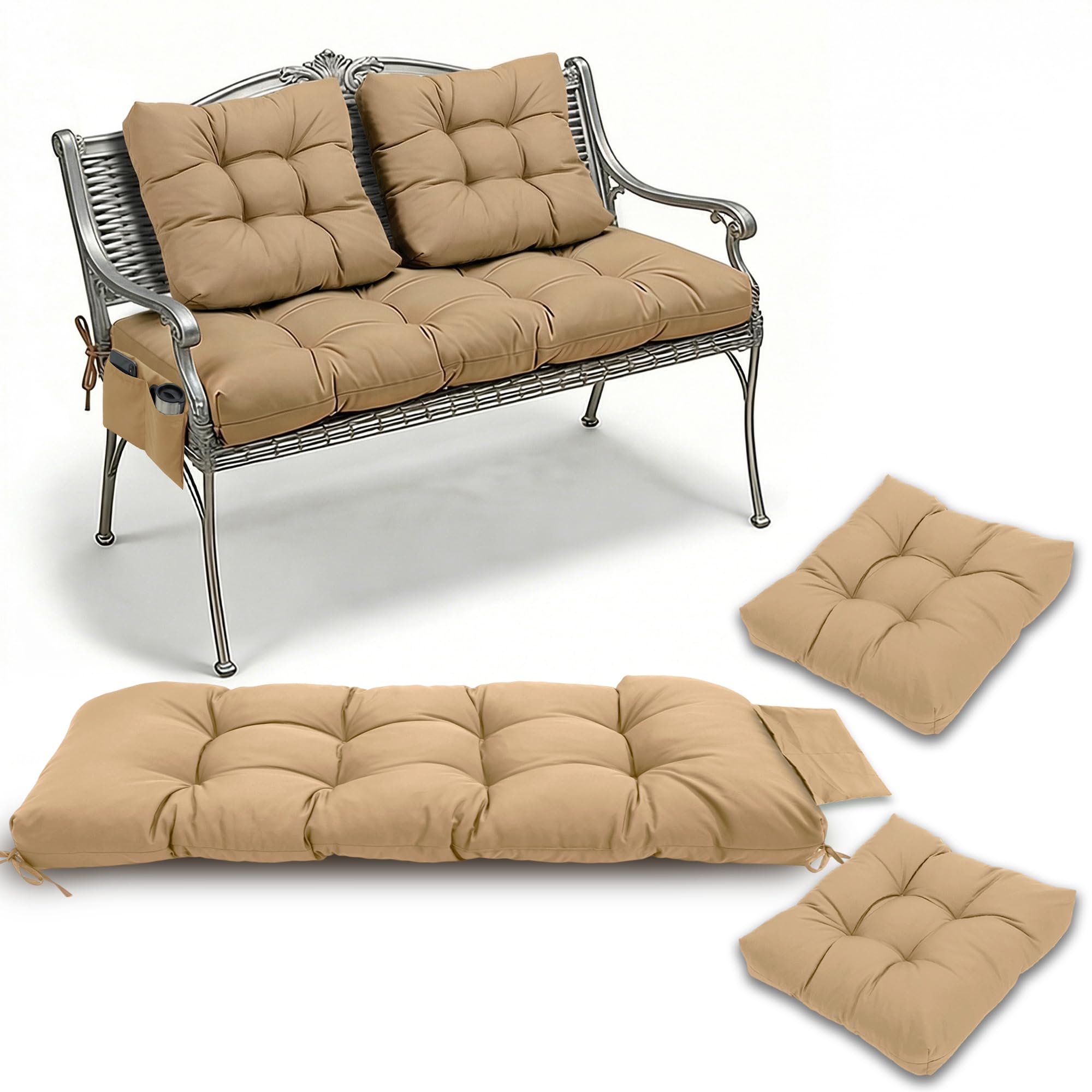 Yddsky cushions in a porch lifestyle scene adding comfort and neutral style to outdoor space