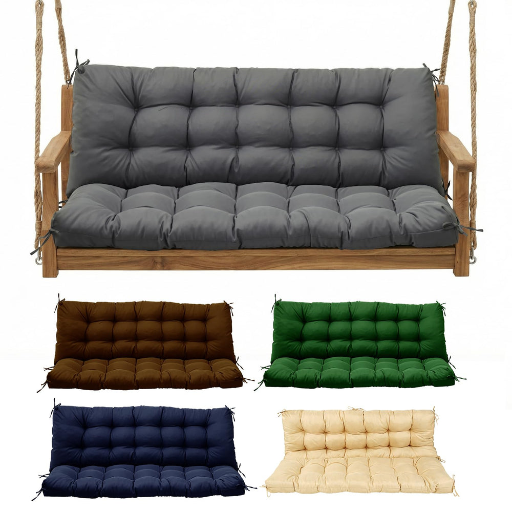 Yddsky front view of medium grey porch swing cushion showing clean profile and curb appeal