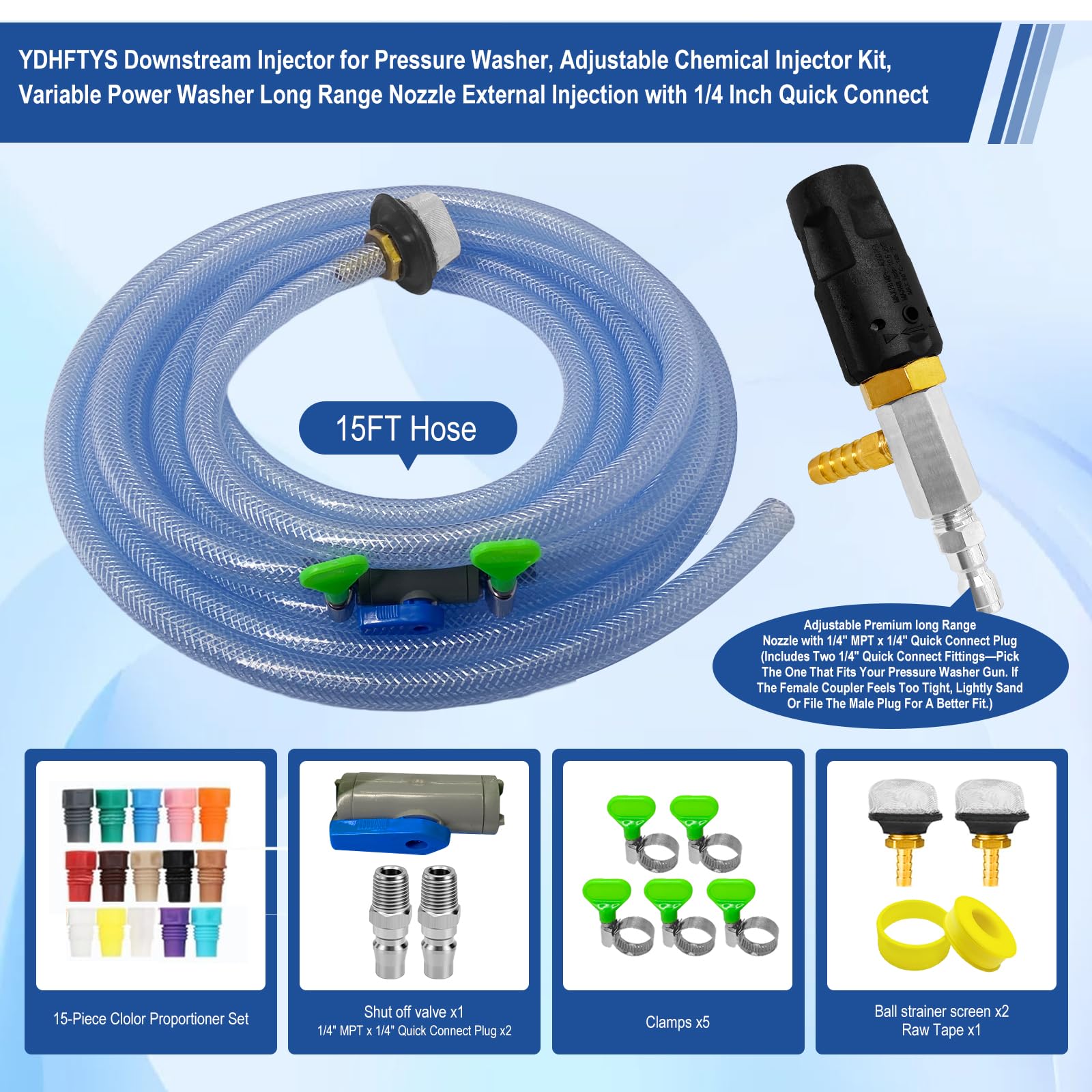 YDHFTYS close-up of adjustable nozzle tip demonstrating variable spray control and accuracy