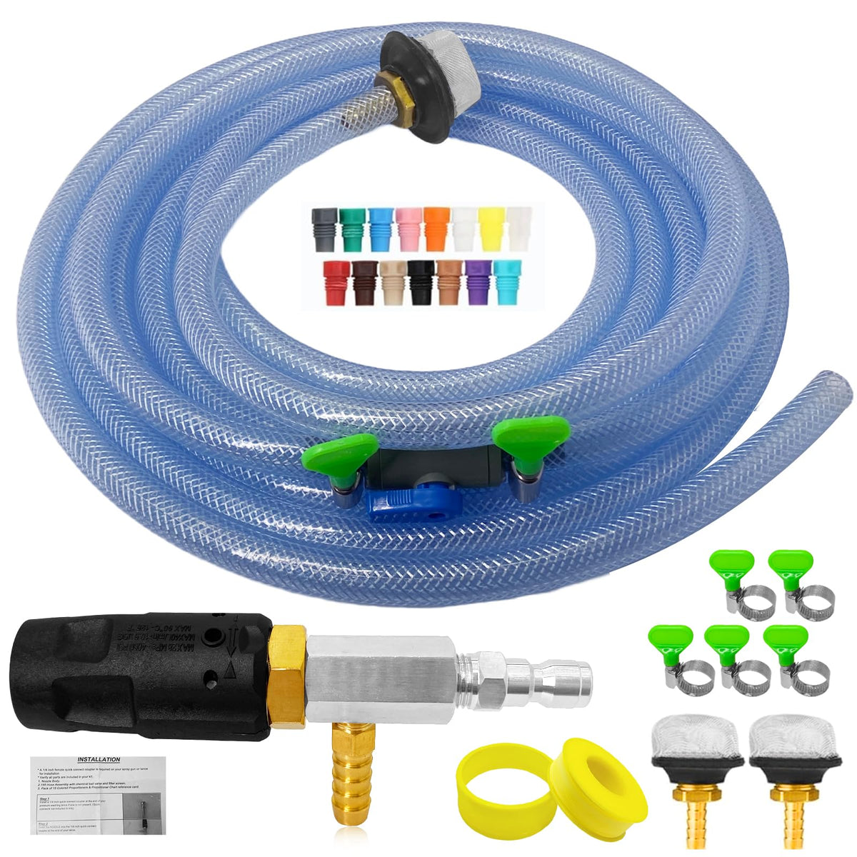YDHFTYS front view of full nozzle kit showing components and easy setup benefit