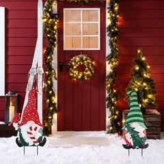 YEAHOME close-up of gnome holding a Christmas tree showing detailed paintwork