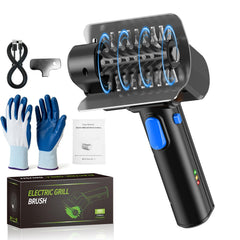 YEBLEM electric grill brush front view showing compact design and benefits