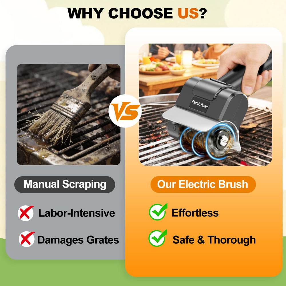 YEBLEM brushing grill grates during cleaning — fast 550RPM grime removal