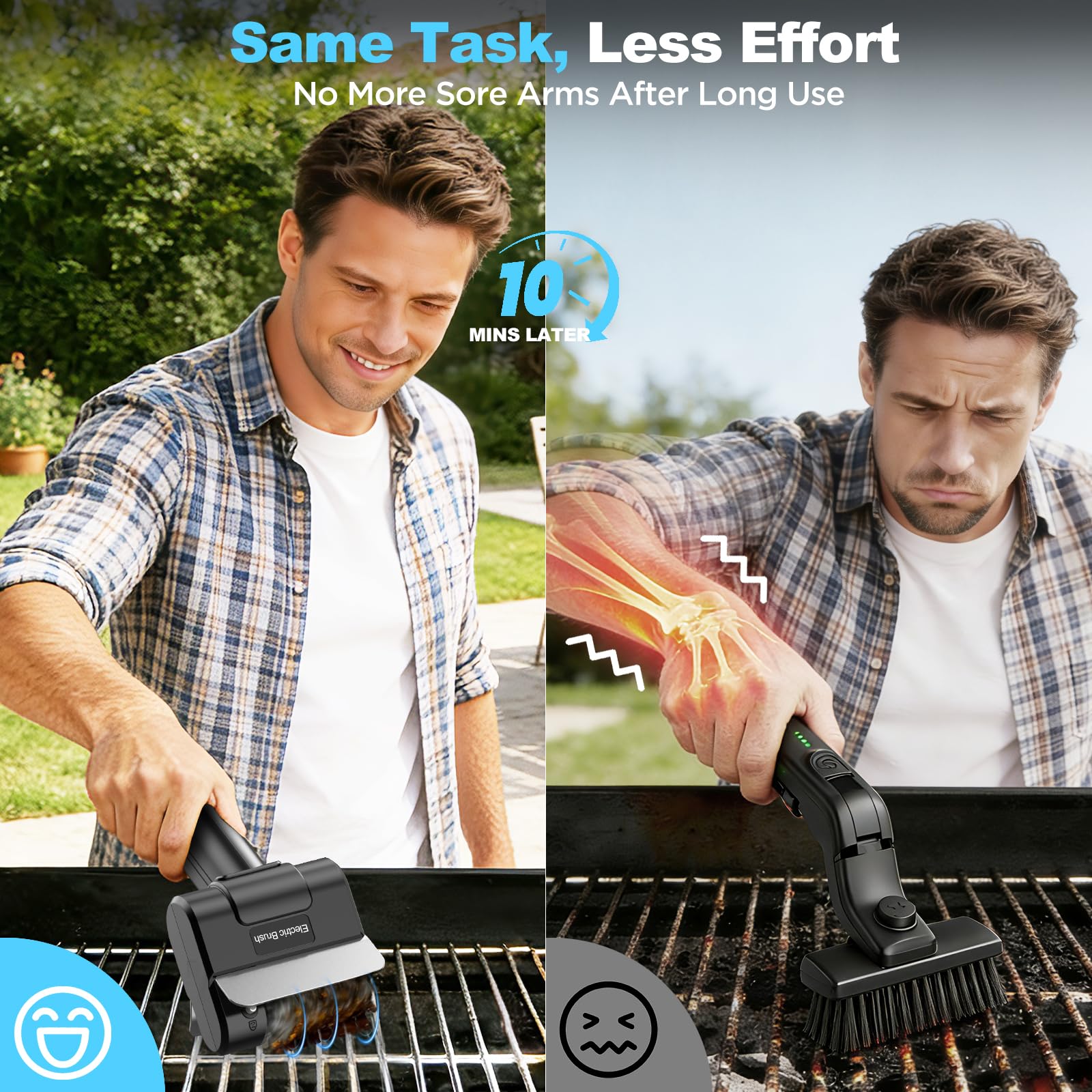 YEBLEM stainless steel head closeup revealing durable bristles for heavy cleaning
