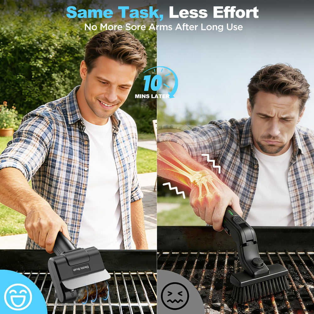 YEBLEM stainless steel head closeup revealing durable bristles for heavy cleaning