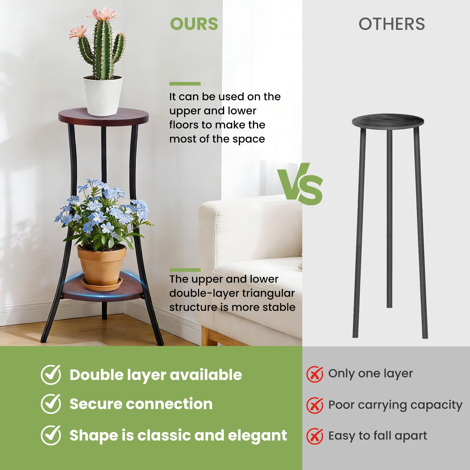 Yedcxup styled in a living room corner, maximizes small-space plant display