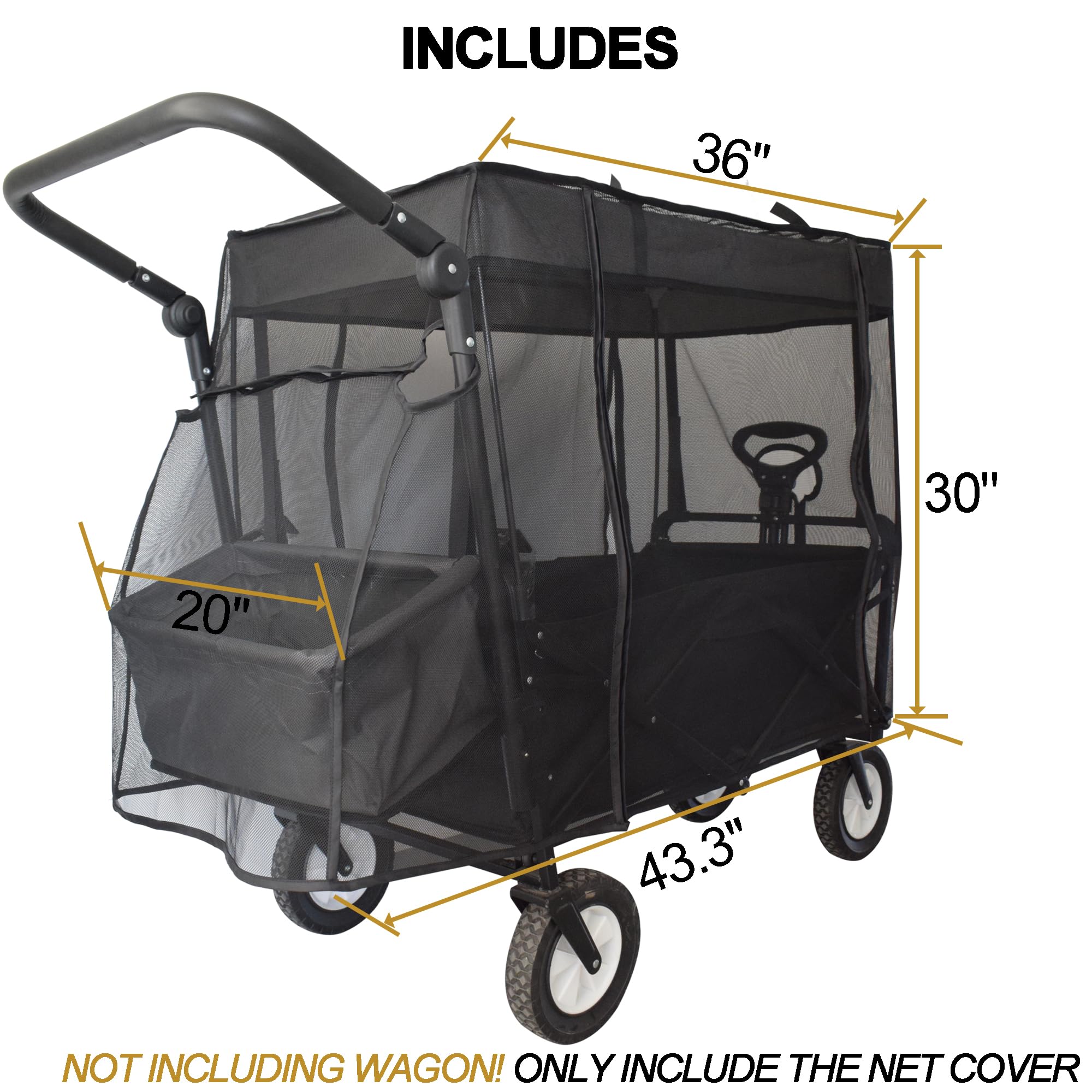 YEEDOIDO net on wagon with size comparison to ensure proper coverage
