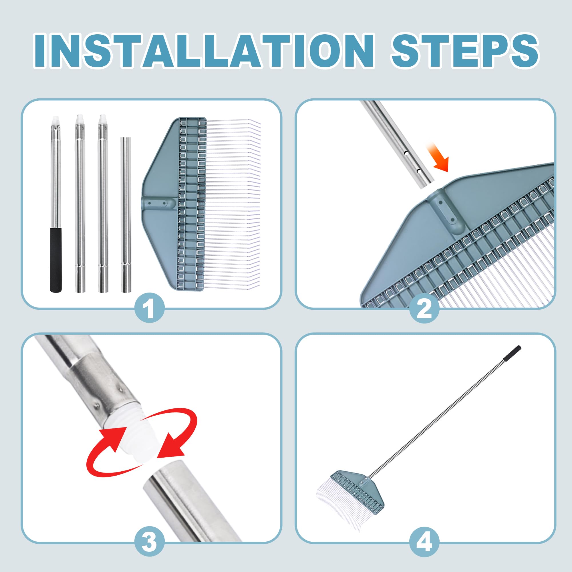 YEELOR disassembled rake compact for easy storage and transport convenience