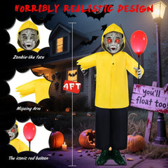 Yeenuo close up of glowing red eye and balloon, creates dramatic scares