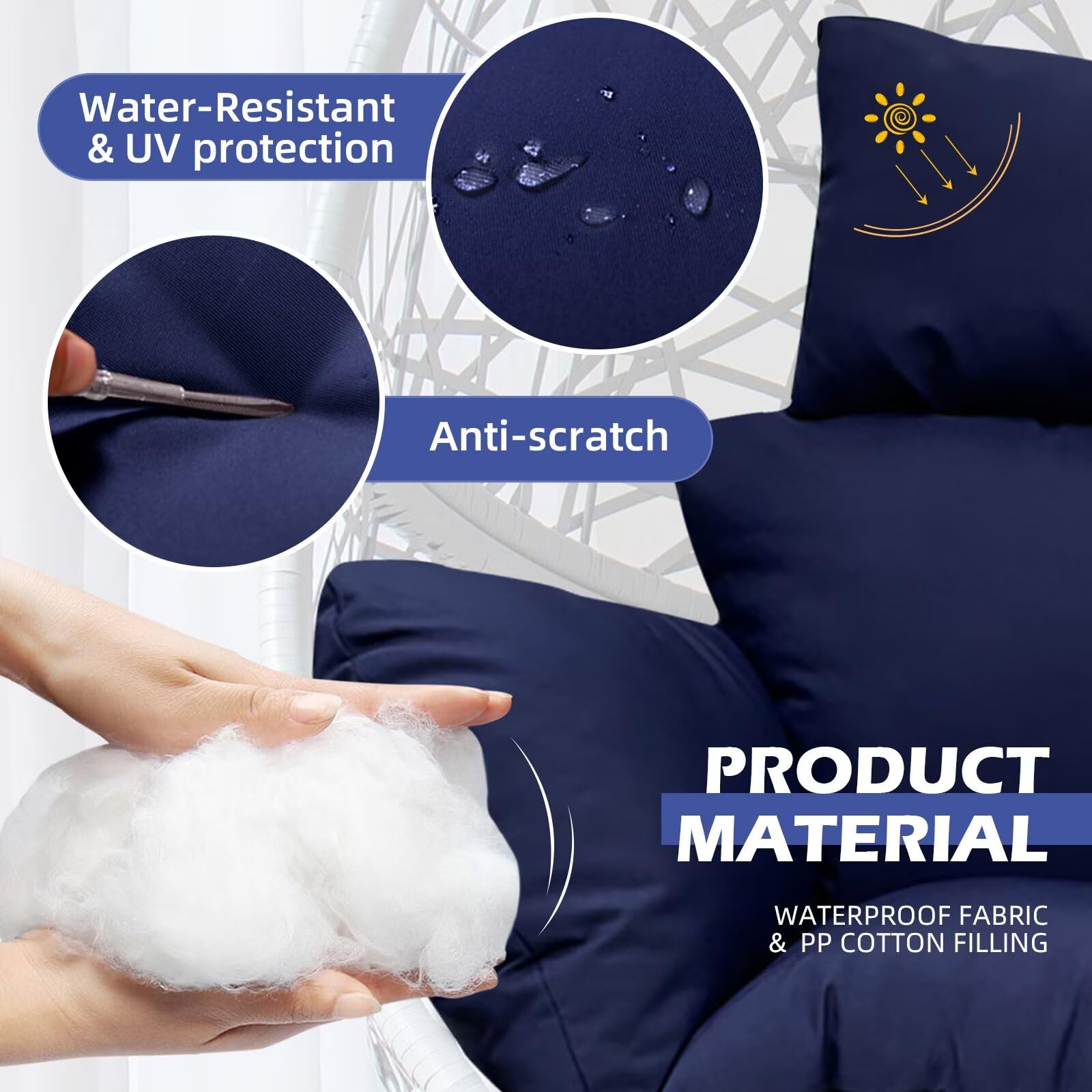Yefound cushion with zipper-opened cover showing removable design and easy washing