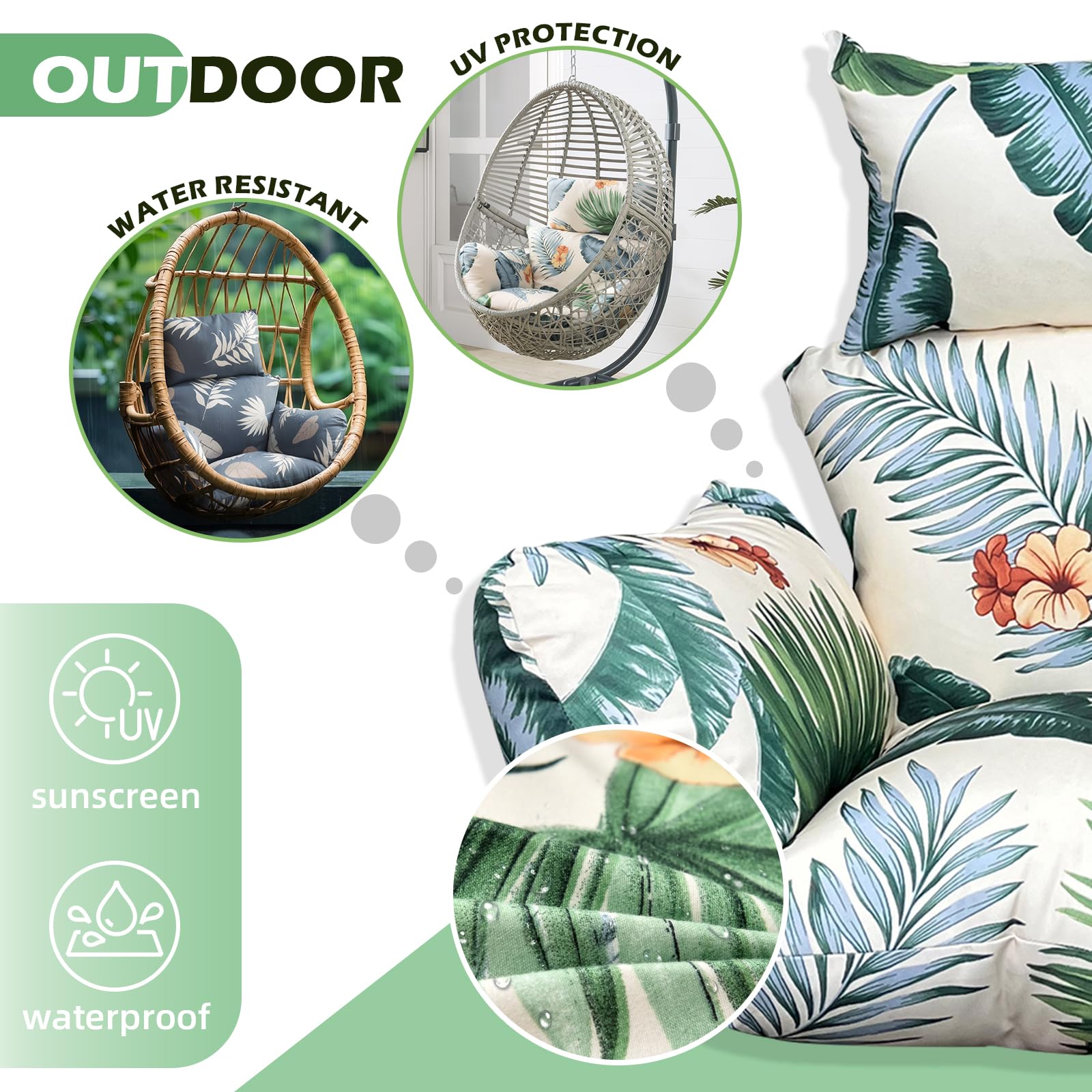 Yefound cushion in use on patio hanging chair adding cozy outdoor comfort