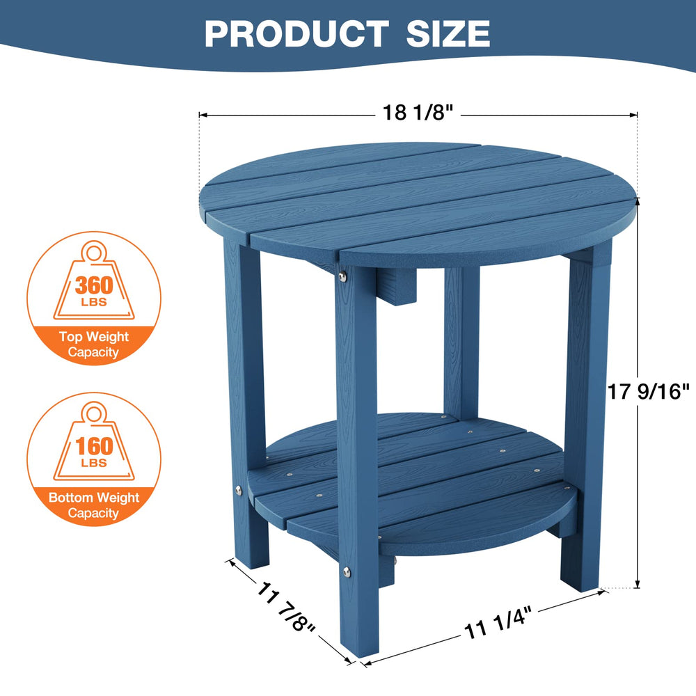 YEFU table beside an Adirondack chair showing scale and convenient reach benefit