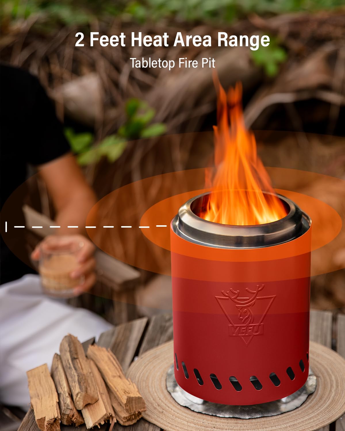 YEFU fire pit in use on a patio creating cozy ambiance for outdoor gatherings