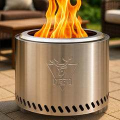YEFU front view stainless fire pit showing clean design and efficient burn