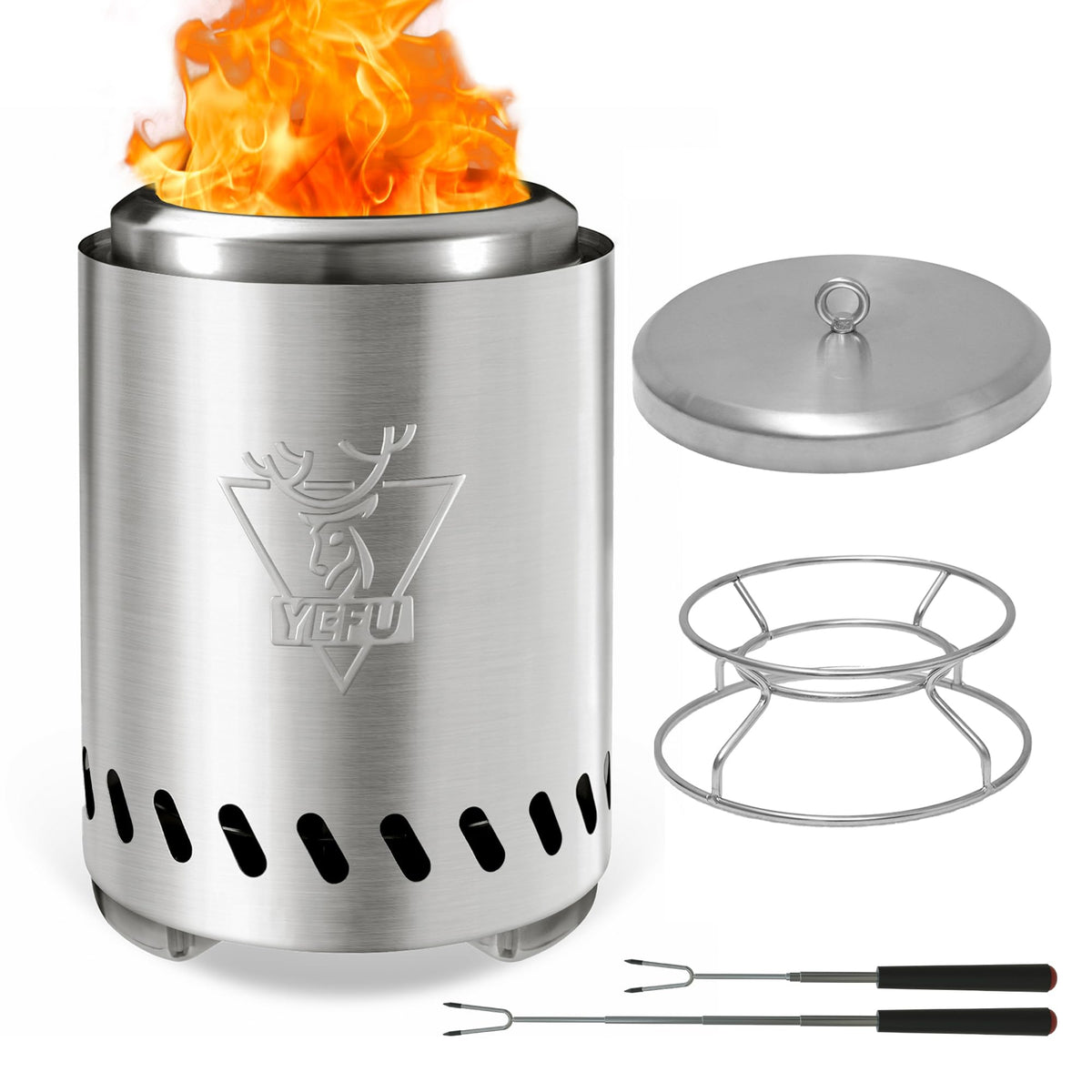 YEFU front view of compact fire pit showing neat profile and portability benefit
