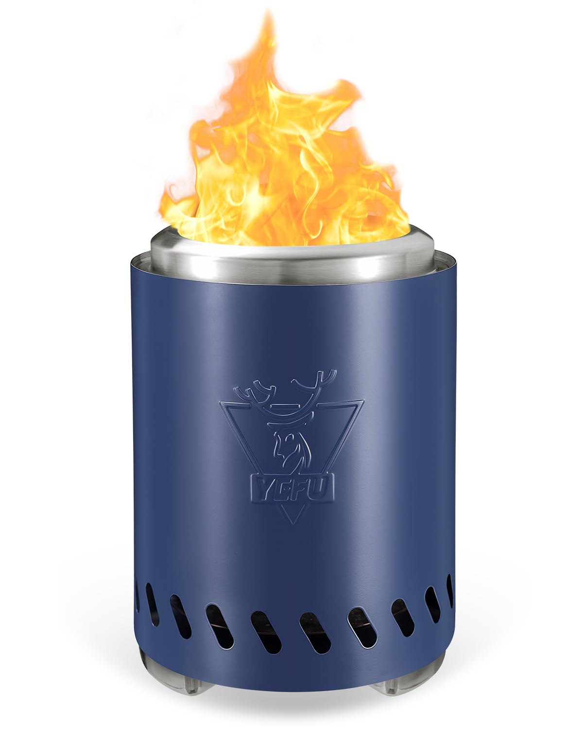 YEFU front view showing compact blue pit and stable base, easy setup benefit