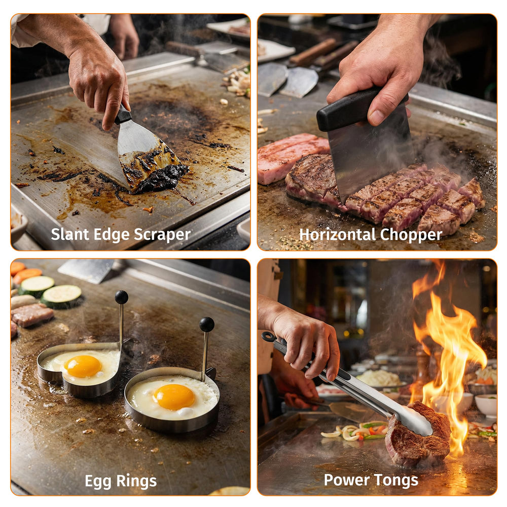 Yekale cooling rack on flat top griddle keeping food crisp and elevated