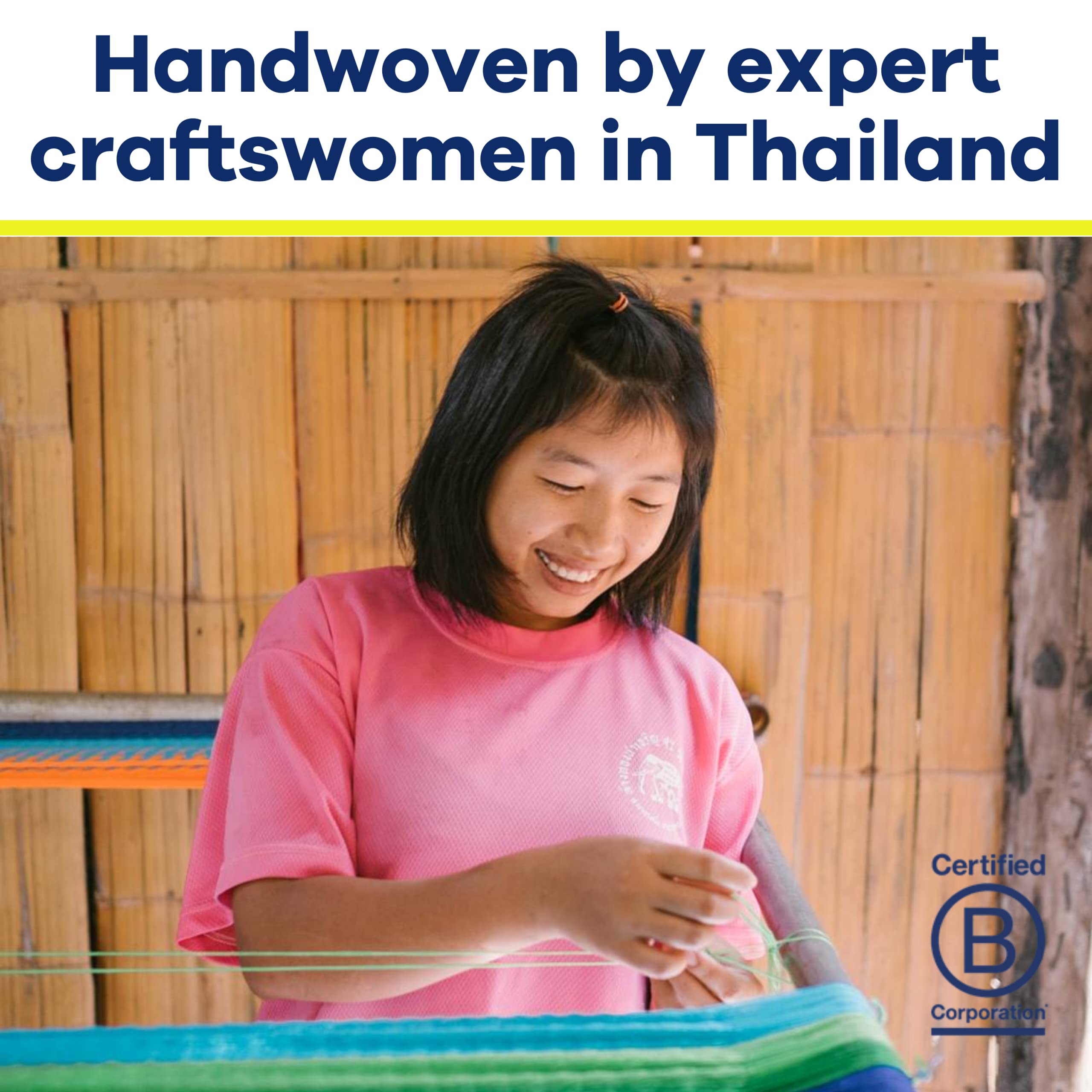 Yellow Leaf Hammocks artisan weaving in studio showing ethical production and quality