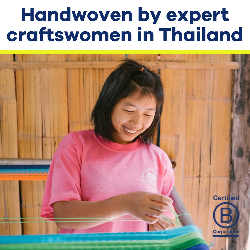 Yellow Leaf Hammocks artisan weaving in studio showing ethical production and quality