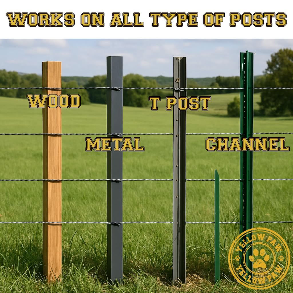 Yellow Paw driver in use on a T-post demonstrating efficient driving and faster fence installation